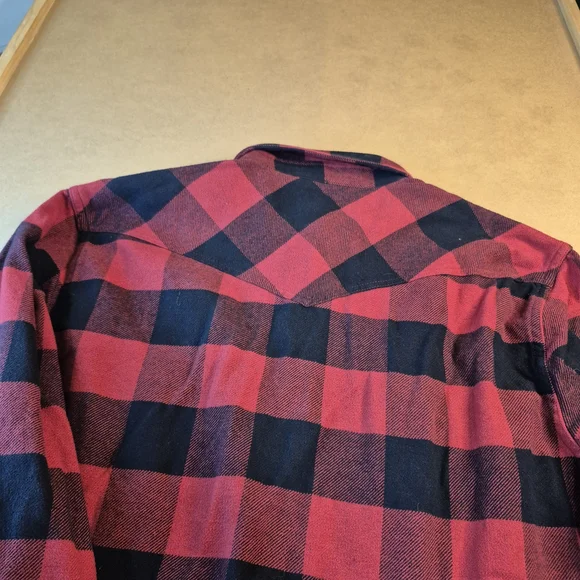 Lucky Brand Red and Black Plaid Snap Button Shirt 3118/431 - Picture 13 of 13